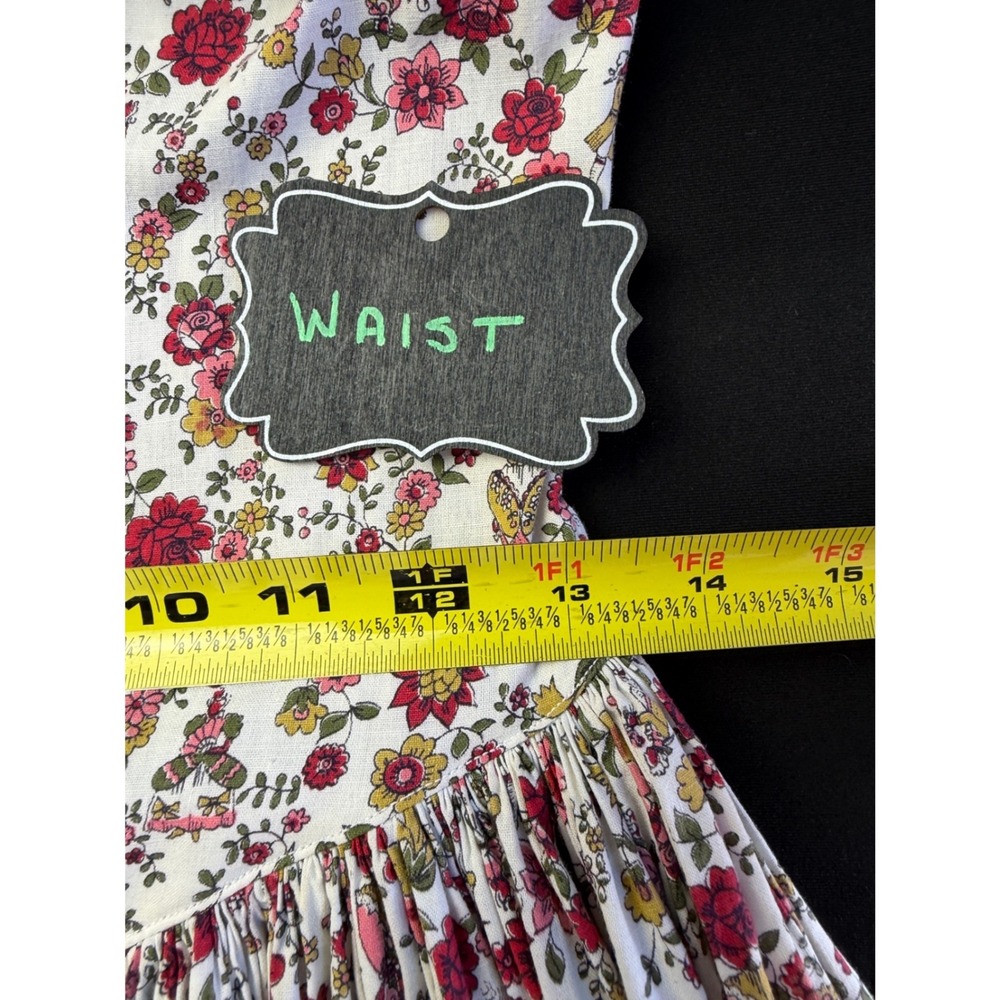 Vintage Prairie Maxi Dress Small Floral Puff Sleeve Tiered Bonnet Cottage Coplay - Picture 9 of 16